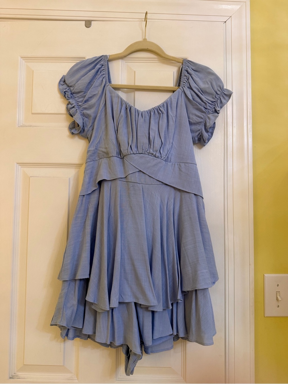 Altard state Light Blue Ruffled Tiered Mini Dress Romper L
